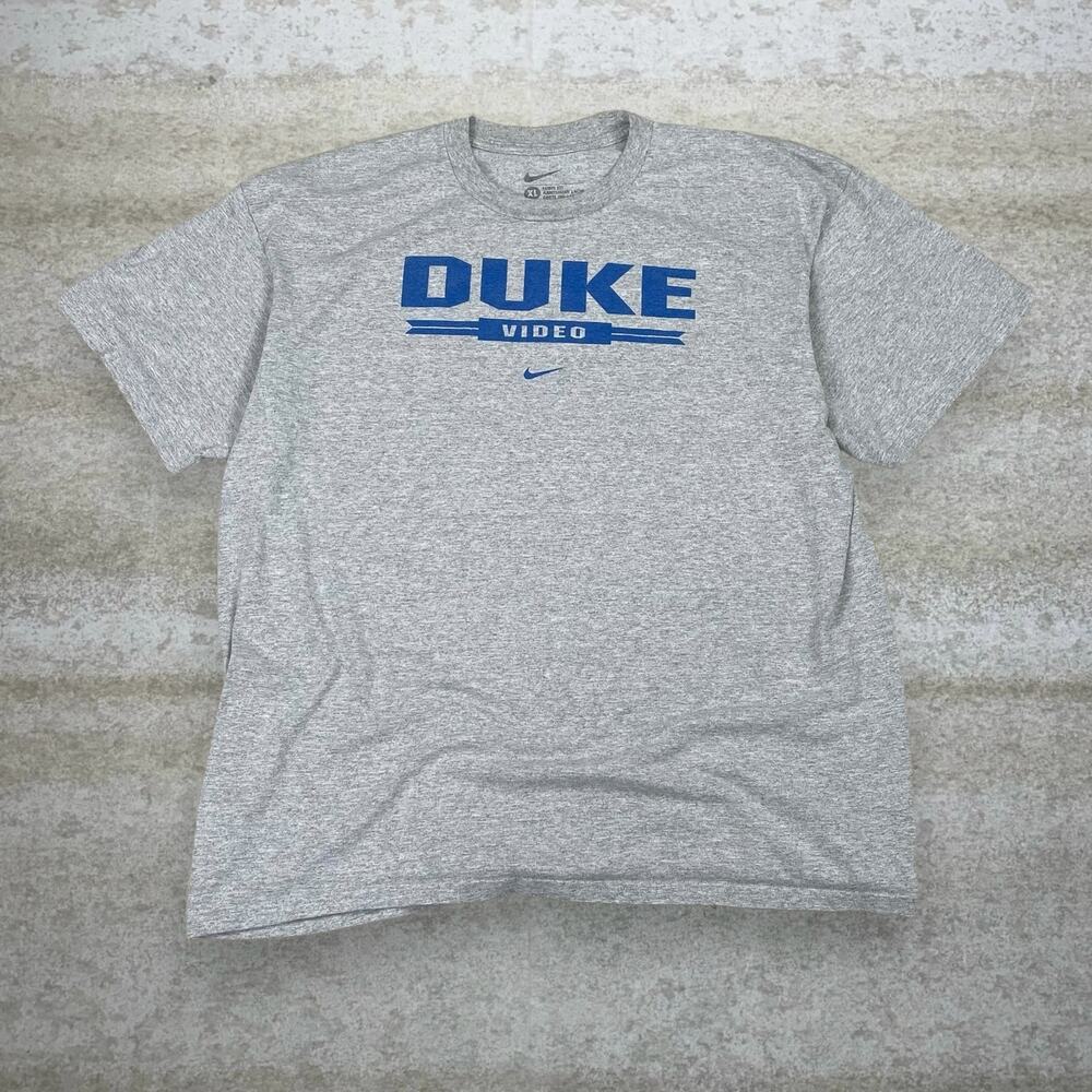 Vintage Y2K Nike Shirt Mens XL Gray Duke Center Swoosh Cotton Short Sleeve